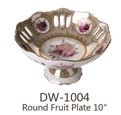 Dw-1004 Ceramic Porcelain Round Fruit Plate 10``